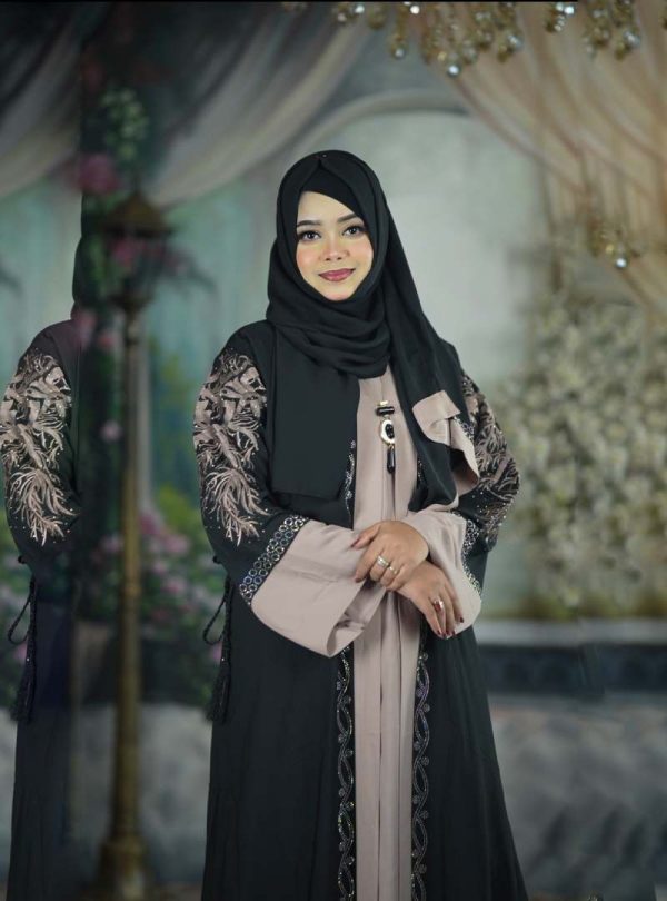 3-পার্ট দুবাই চেরি কাপড়ের বোরকা সেট