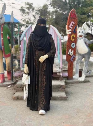 💥 প্রিমিয়াম দুবাই চেরি কাপড় পার্শিয়ালি 3 পার্ট, রাজকীয় আবায়া বোরকা