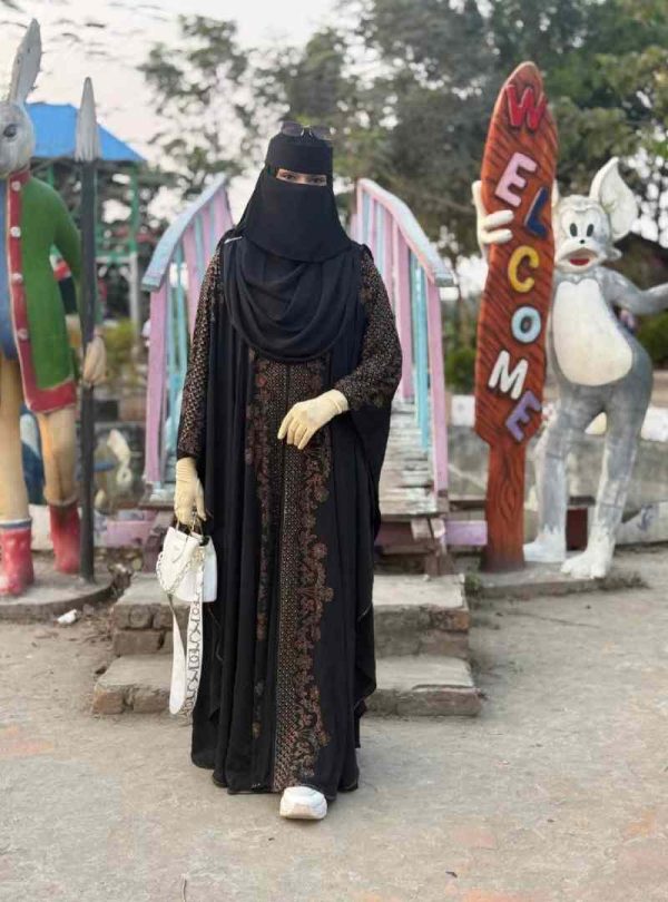 💥 প্রিমিয়াম দুবাই চেরি কাপড় পার্শিয়ালি 3 পার্ট, রাজকীয় আবায়া বোরকা