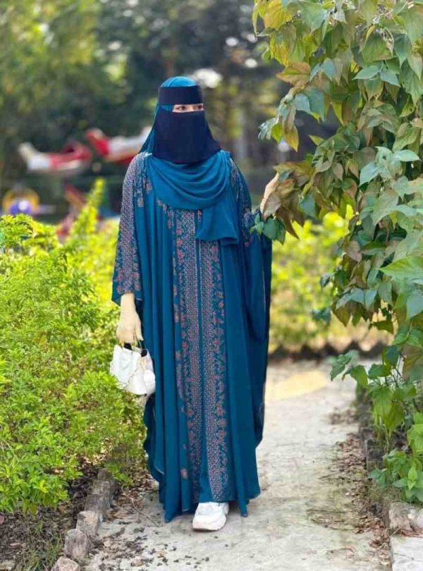 💥 প্রিমিয়াম দুবাই চেরি কাপড় পার্শিয়ালি 3 পার্ট, রাজকীয় আবায়া বোরকা