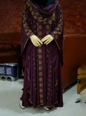 💥 প্রিমিয়াম দুবাই চেরি কাপড় পার্শিয়ালি 3 পার্ট, রাজকীয় আবায়া বোরকা