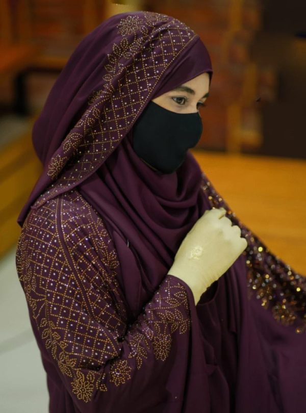 💥 প্রিমিয়াম দুবাই চেরি কাপড় পার্শিয়ালি 3 পার্ট, রাজকীয় আবায়া বোরকা