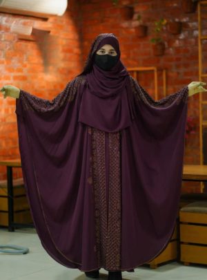 💥 প্রিমিয়াম দুবাই চেরি কাপড় পার্শিয়ালি 3 পার্ট, রাজকীয় আবায়া বোরকা