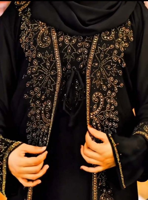 💥 প্রিমিয়াম দুবাই চেরি কাপড় পার্শিয়ালি 3 পার্ট, রাজকীয় আবায়া বোরকা