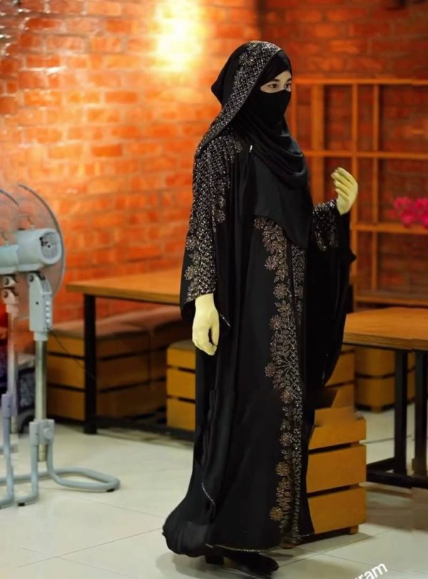 💥 প্রিমিয়াম দুবাই চেরি কাপড় পার্শিয়ালি 3 পার্ট, রাজকীয় আবায়া বোরকা